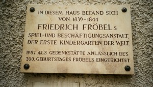 The Historical Marker at Bad Blankenburg, the site of the first kindergarten.